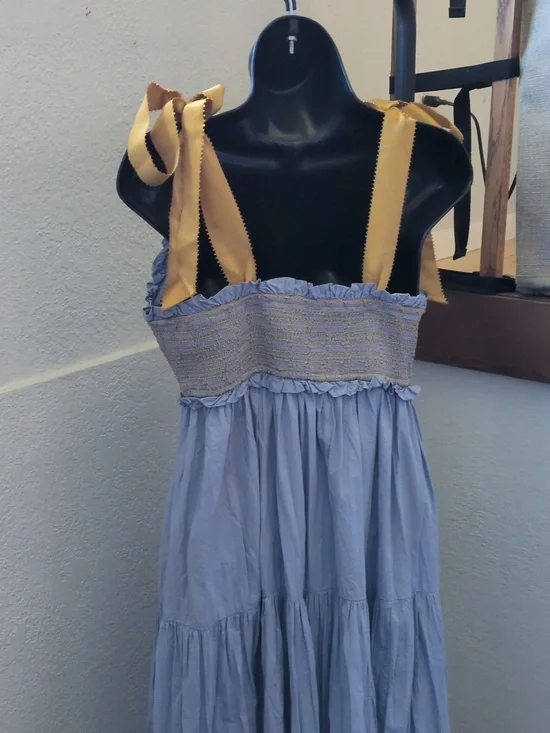 ✨nwt Free People Bluebell Solid Maxi Dress In Blue Gold Size M - Picture 4 of 8